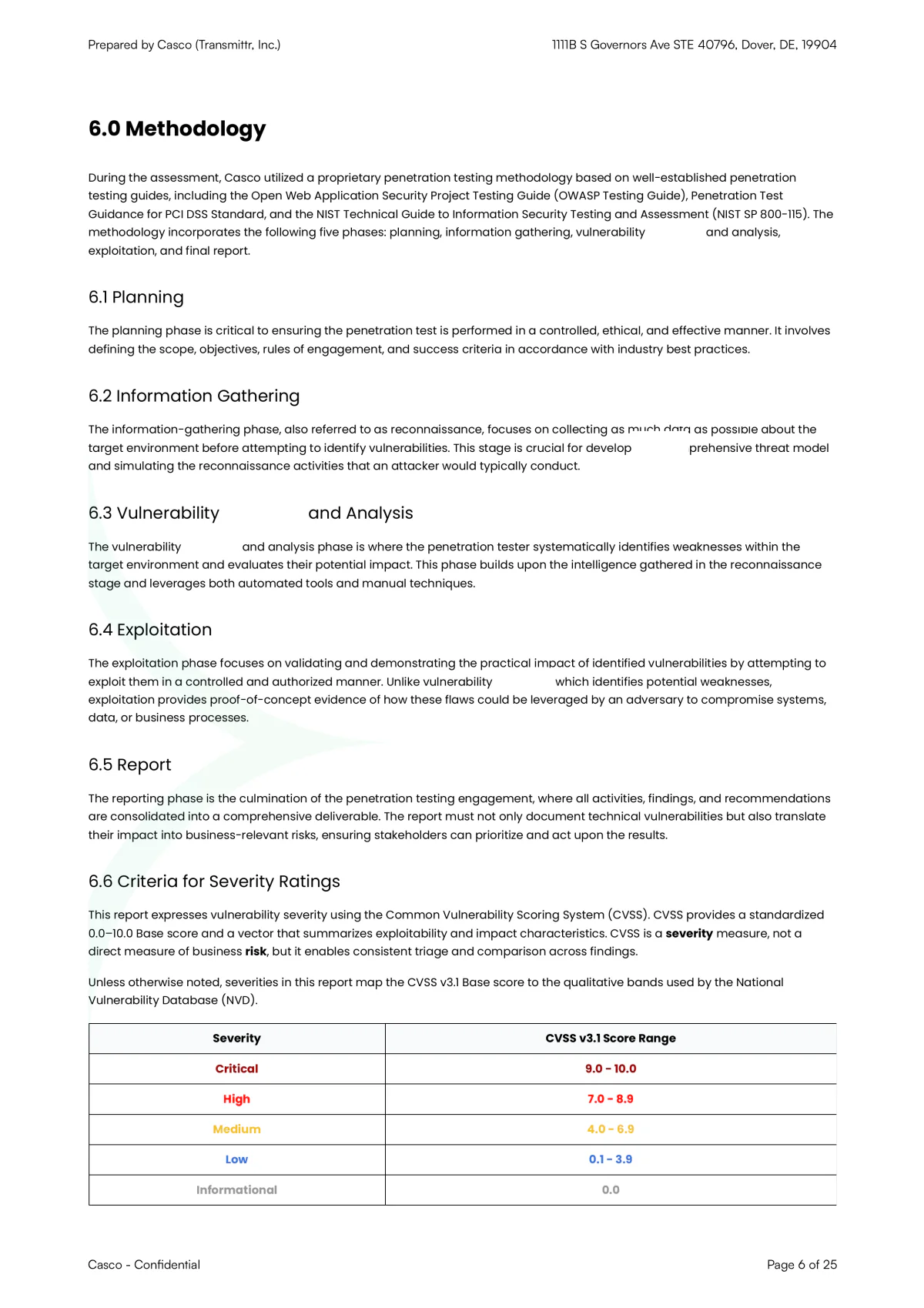 Sample Casco pentest report page 2