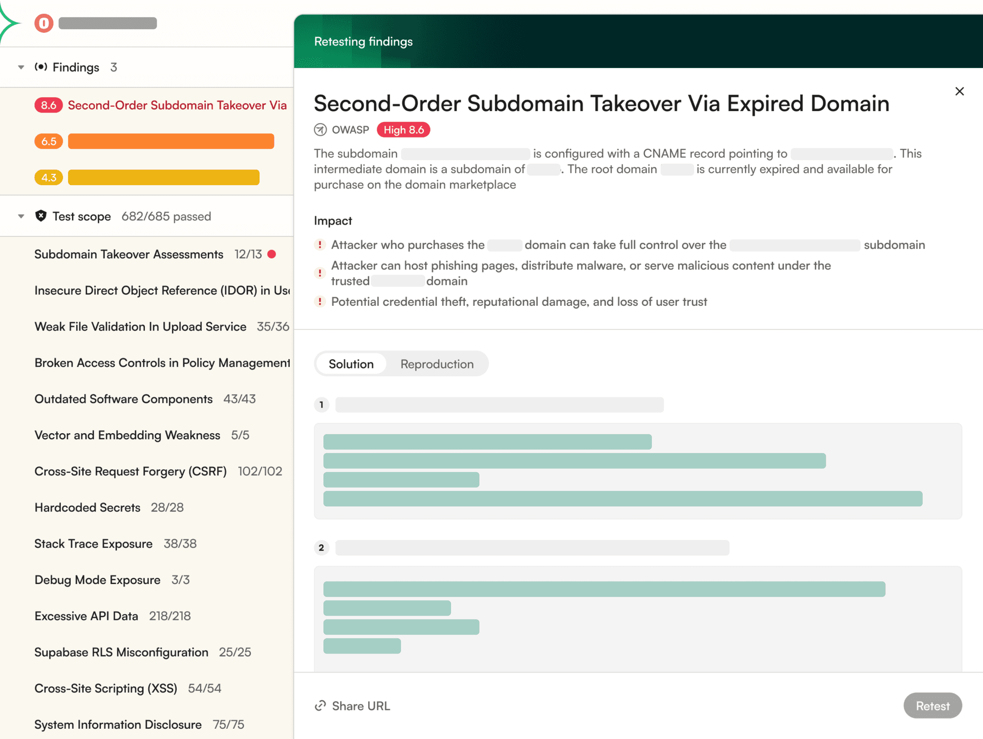 Screenshot of the Casco console