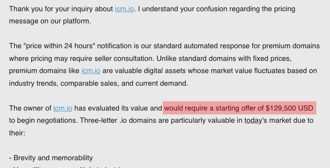 Domain broker response